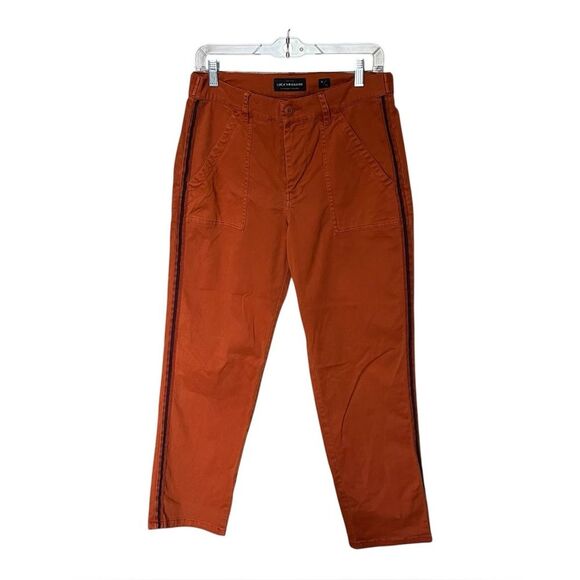 Lucky Brand Burnt Orange with Blue Side Stripe Utility Boyfriend Pants Size 6/28 - Picture 2 of 14